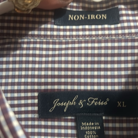 Joseph and Feiss  XL mens long sleeve button up shirt , white blue  brown - Picture 3 of 6